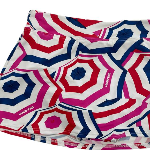 NWT Lands' End Umbrella Print Swim Skirt Pink Red Navy Womens 4 - Picture 2 of 7